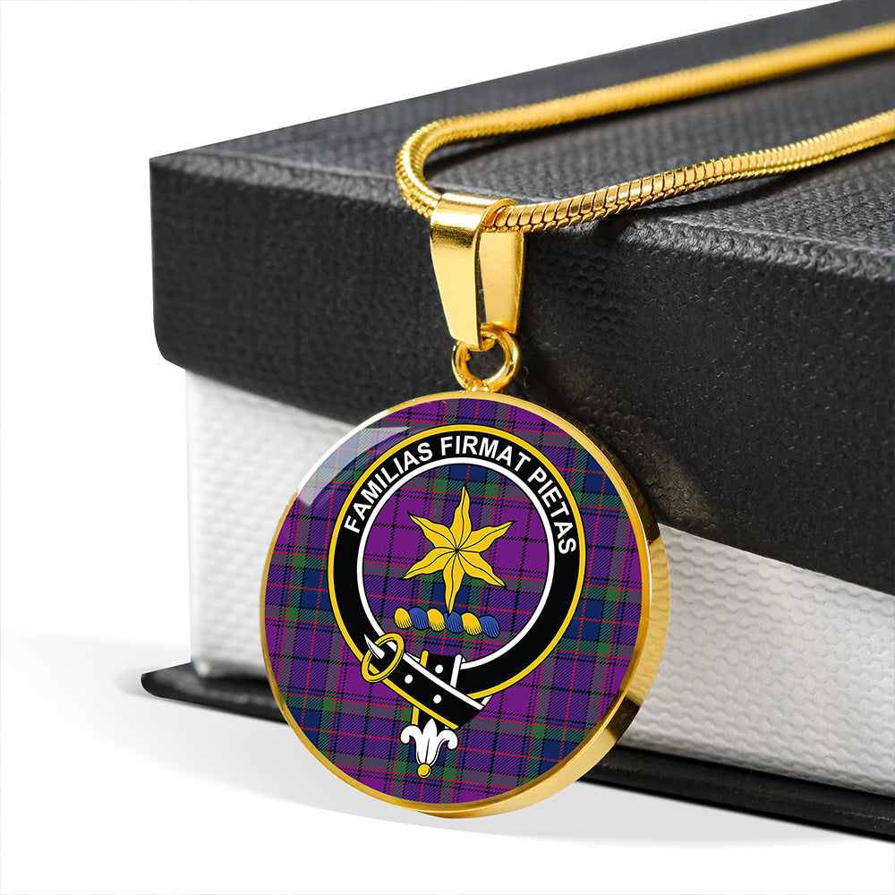 Wardlaw Modern Tartan Crest Circle Necklace