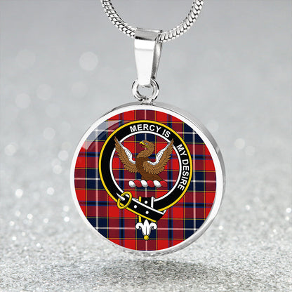 Wishart Dress Modern Tartan Crest Circle Necklace