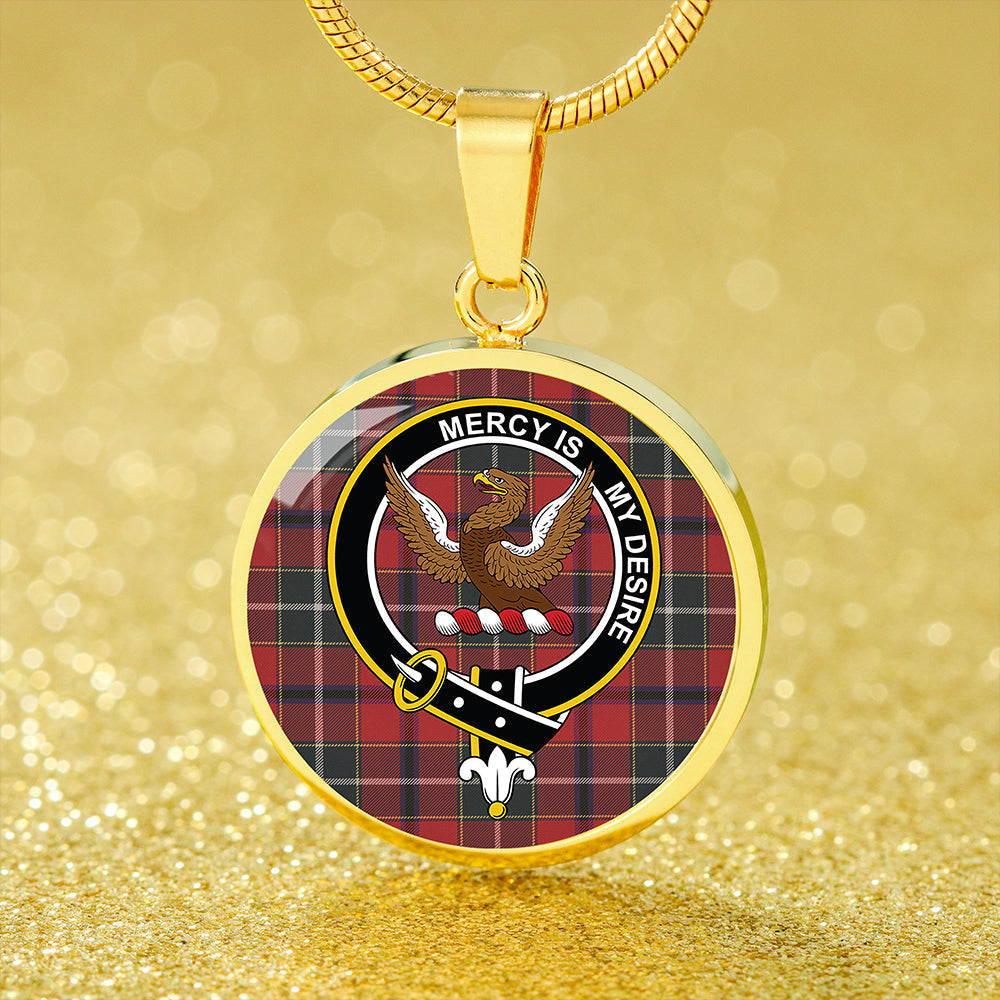 Wishart Dress Weathered Tartan Crest Circle Necklace