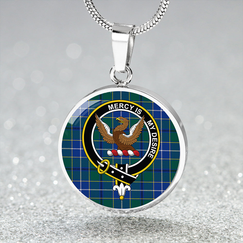 Wishart Hunting Modern Tartan Crest Circle Necklace