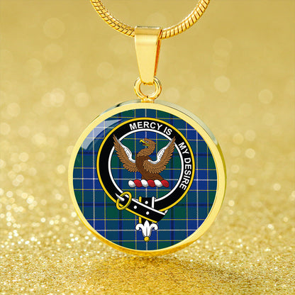 Wishart Hunting Modern Tartan Crest Circle Necklace