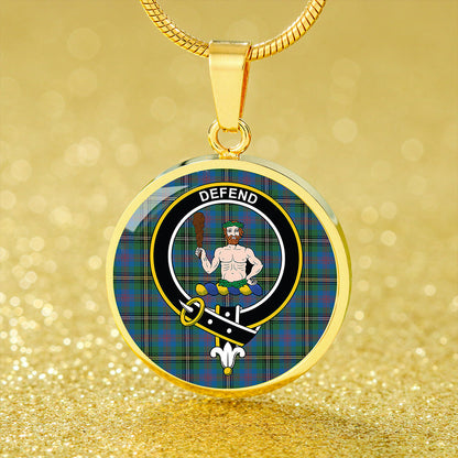 Wood Ancient Tartan Crest Circle Necklace