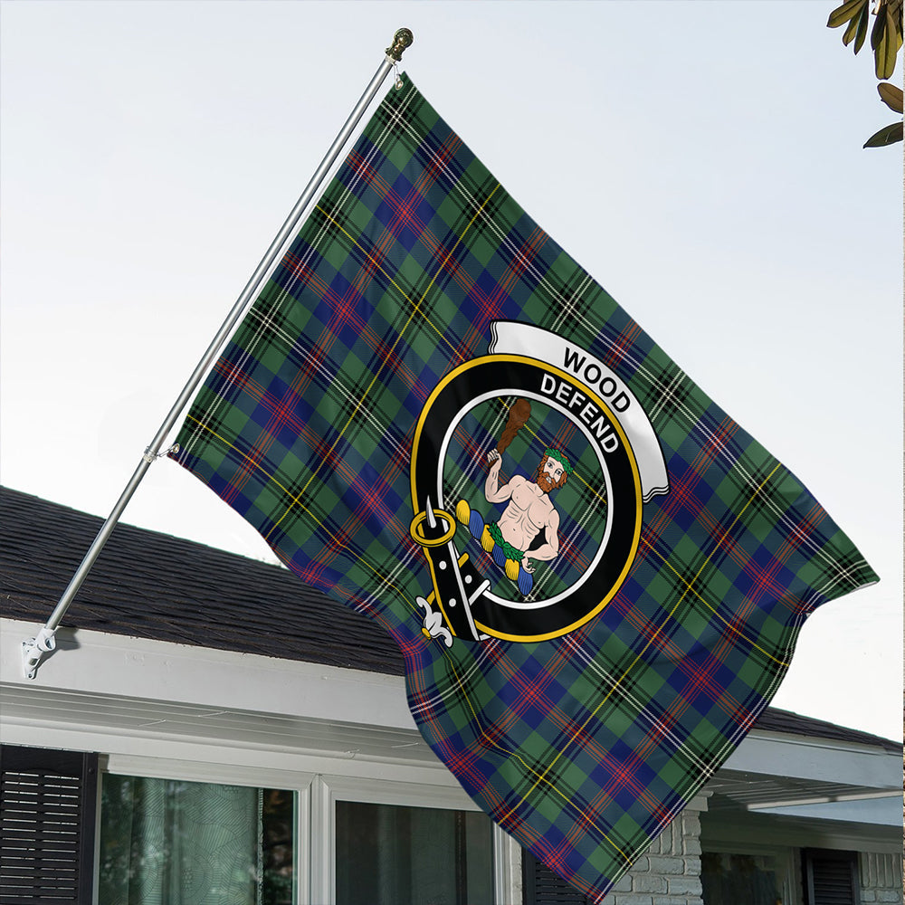 Wood Modern Tartan Classic Crest House Flag