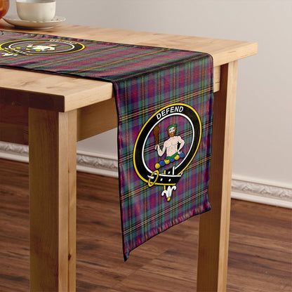 Wood Weathered Tartan Crest Table Runner