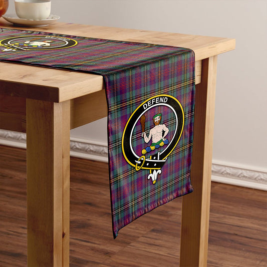 Wood Weathered Tartan Crest Table Runner