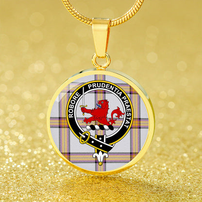 Young Christina Modern Tartan Crest Circle Necklace