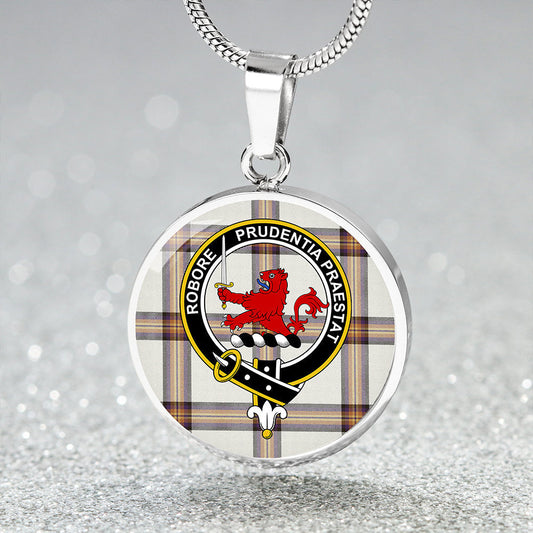 Young Christina Weathered Tartan Crest Circle Necklace