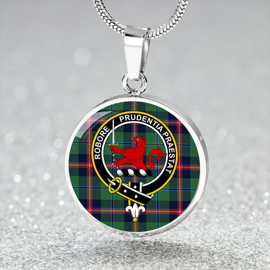 Young Modern Tartan Crest Circle Necklace