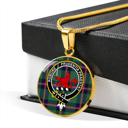 Young Modern Tartan Crest Circle Necklace