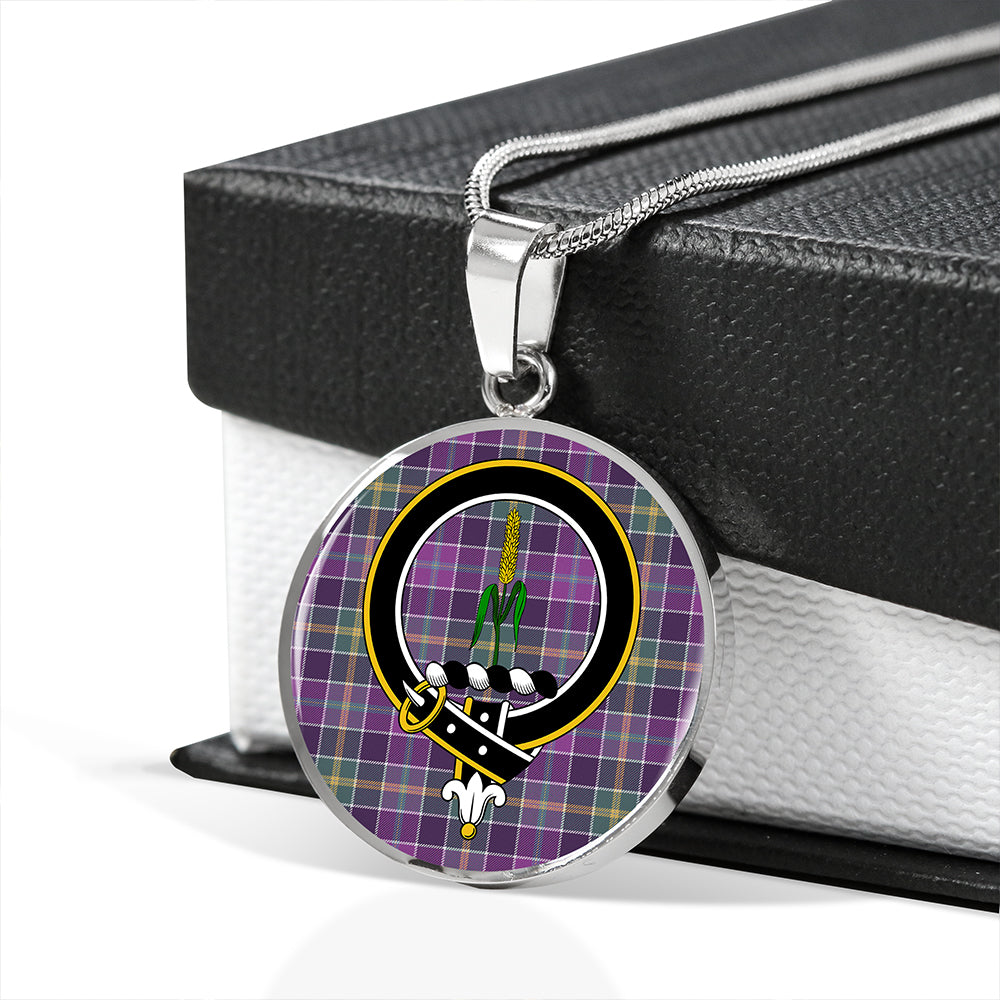 Yule Weathered Tartan Crest Circle Necklace