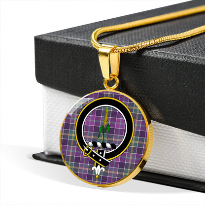 Yule Weathered Tartan Crest Circle Necklace