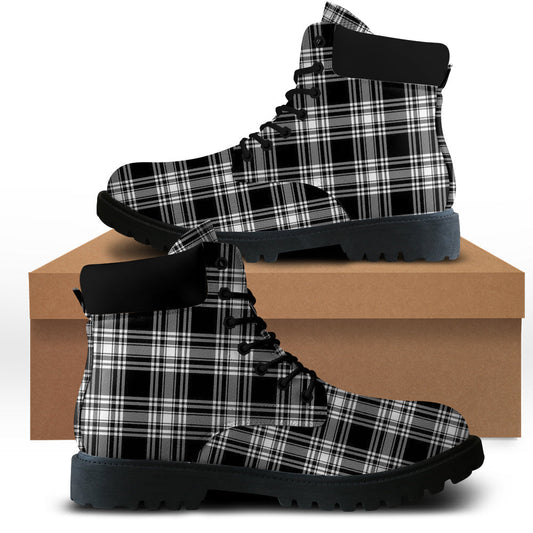 Menzies Black and White Tartan Plaid All Season Boots