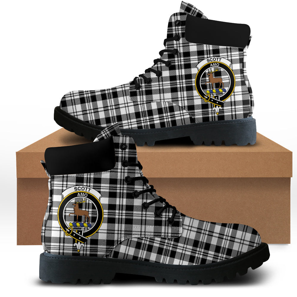 Scott Black White Tartan Plaid All Season Boots