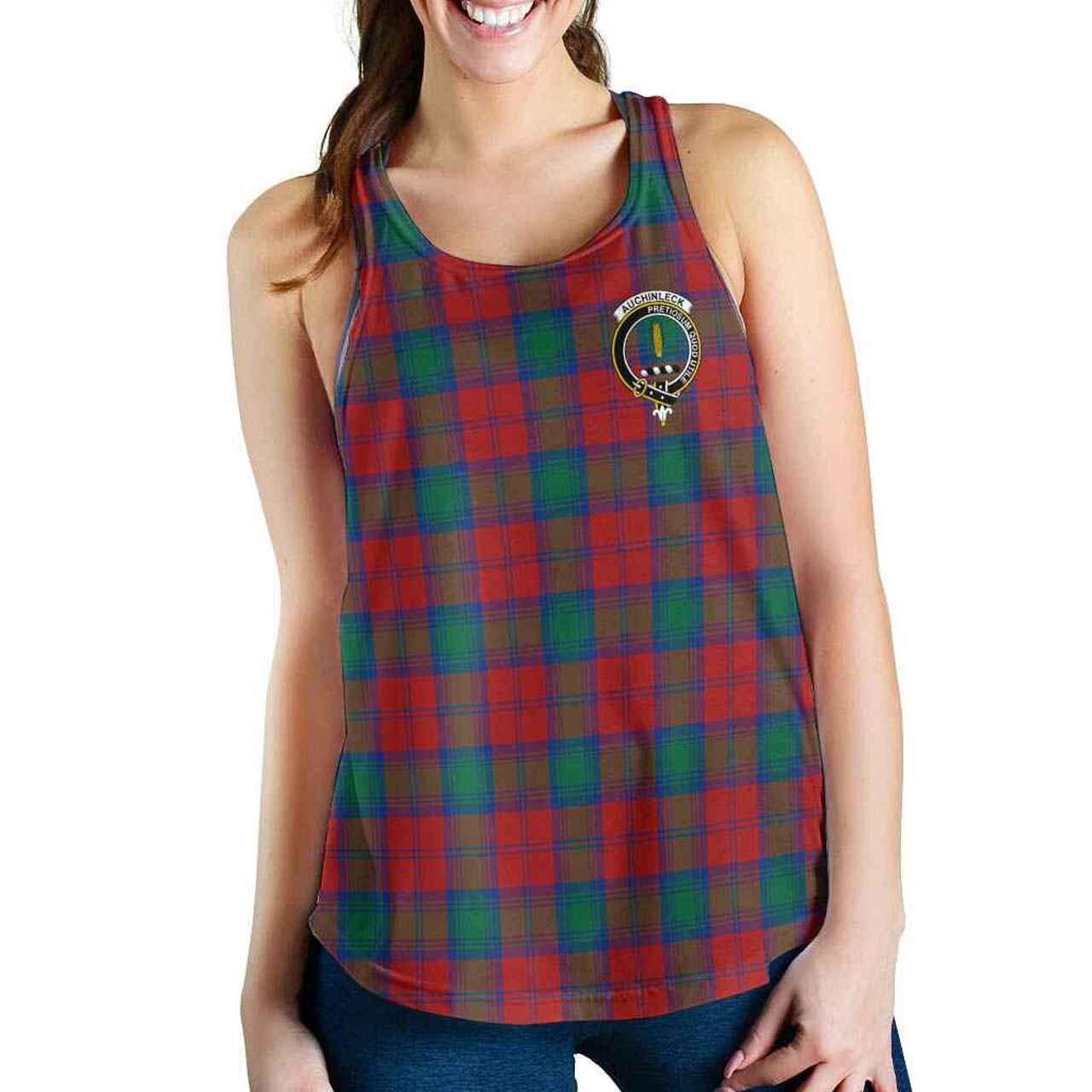 Auchinleck Tartan Crest Women Racerback Tank