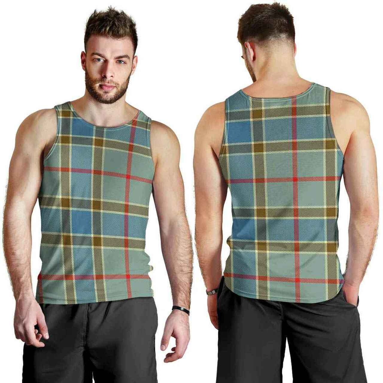 Balfour Blue Tartan Plaid Men Tank Top