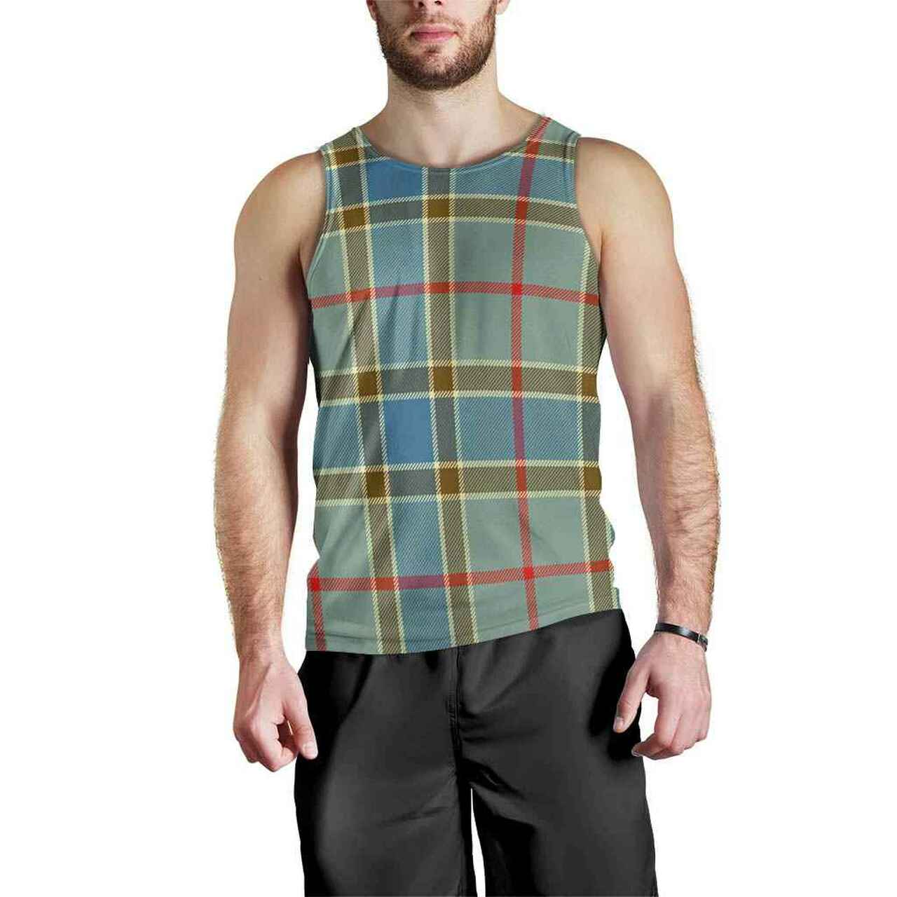 Balfour Blue Tartan Plaid Men Tank Top