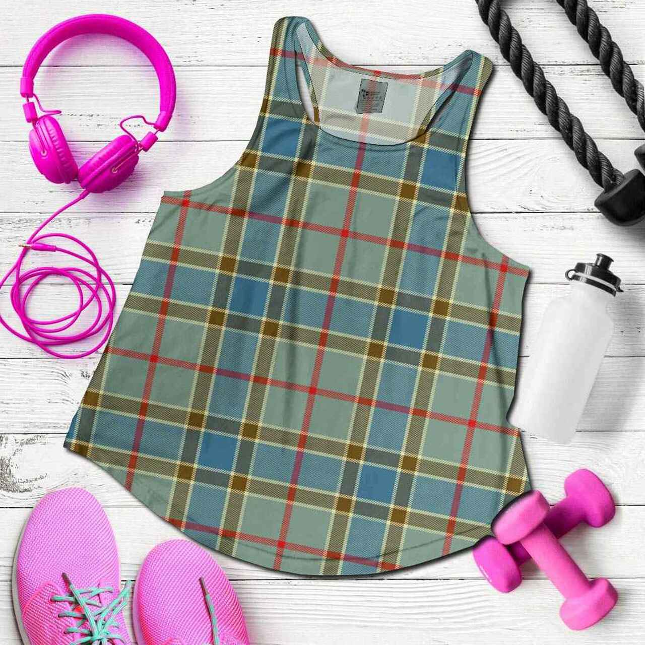 Balfour Blue Tartan Plaid Women Racerback Tank