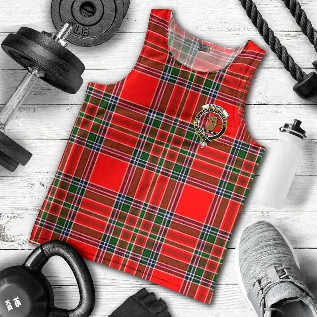 Binning of Wallifoord Tartan Crest Men Tank Top