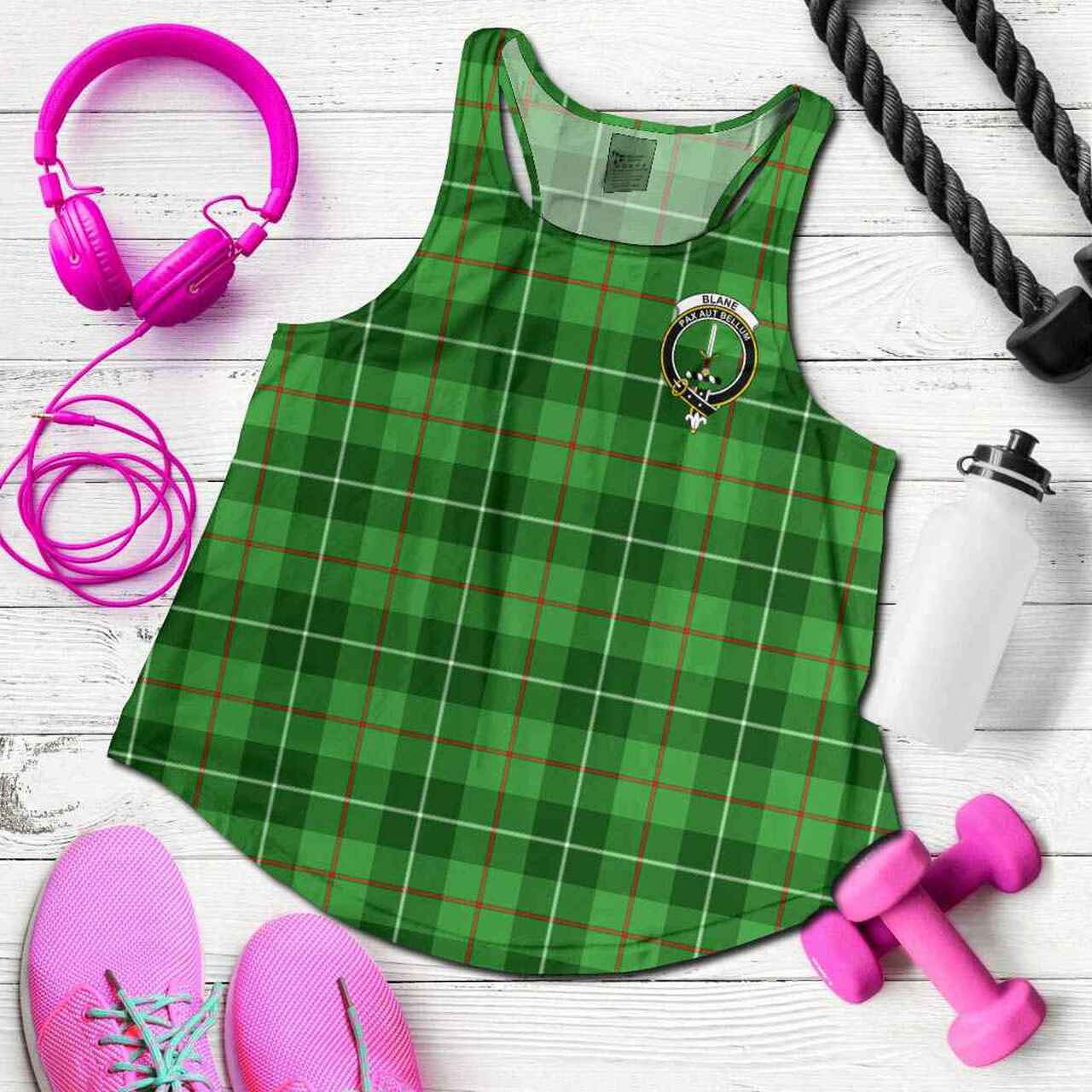 Blane Tartan Crest Women Racerback Tank