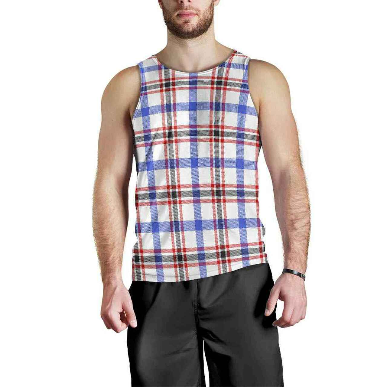 Boswell Modern Tartan Plaid Men Tank Top