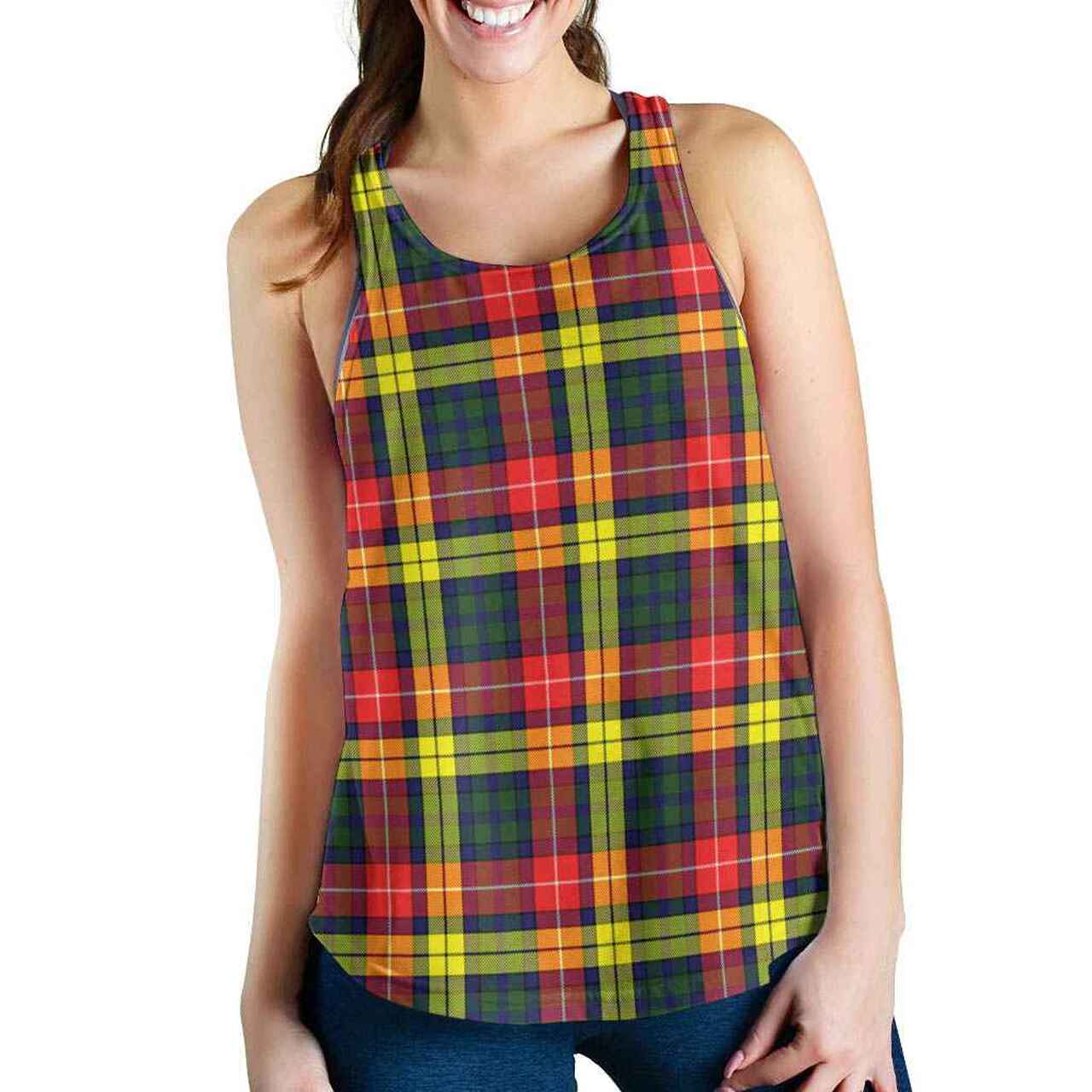 Buchanan Modern Tartan Plaid Women Racerback Tank