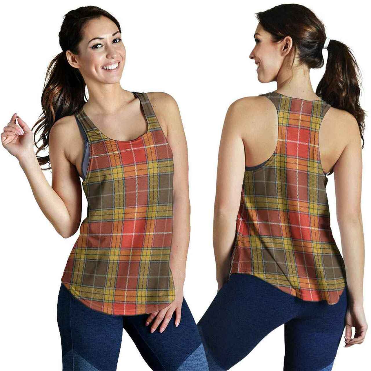 Buchanan Old Set Weathered Tartan Plaid Women Racerback Tank