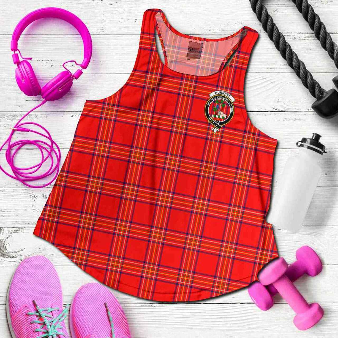 Burnett Tartan Crest Women Racerback Tank