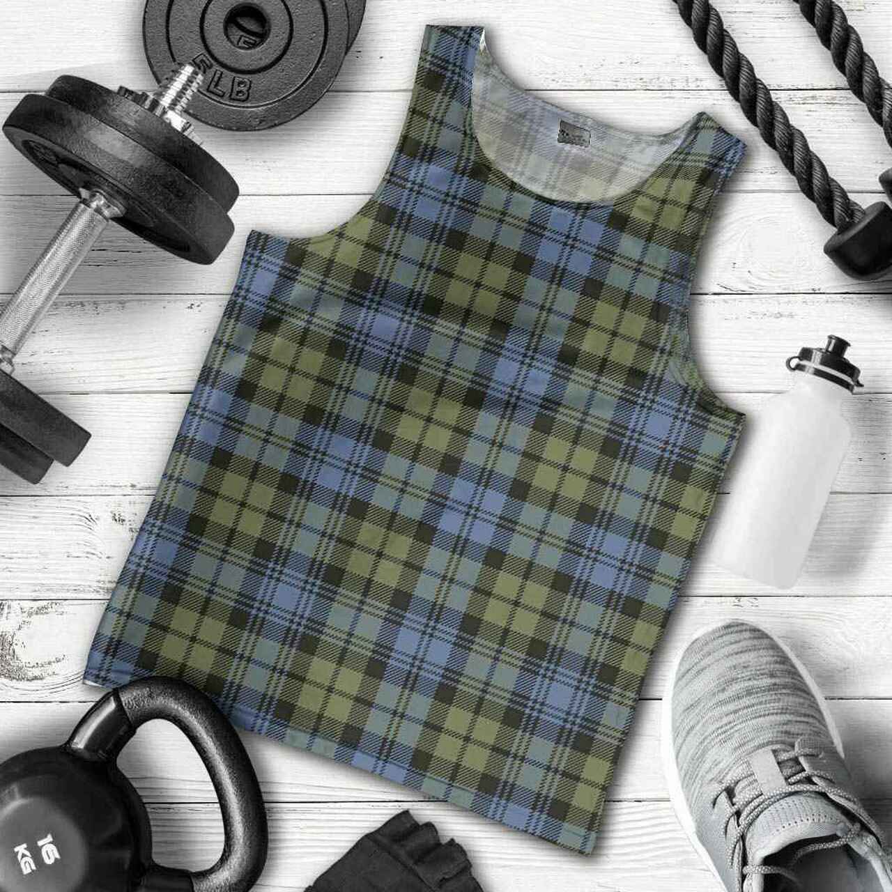 Campbell Faded Tartan Plaid Men Tank Top