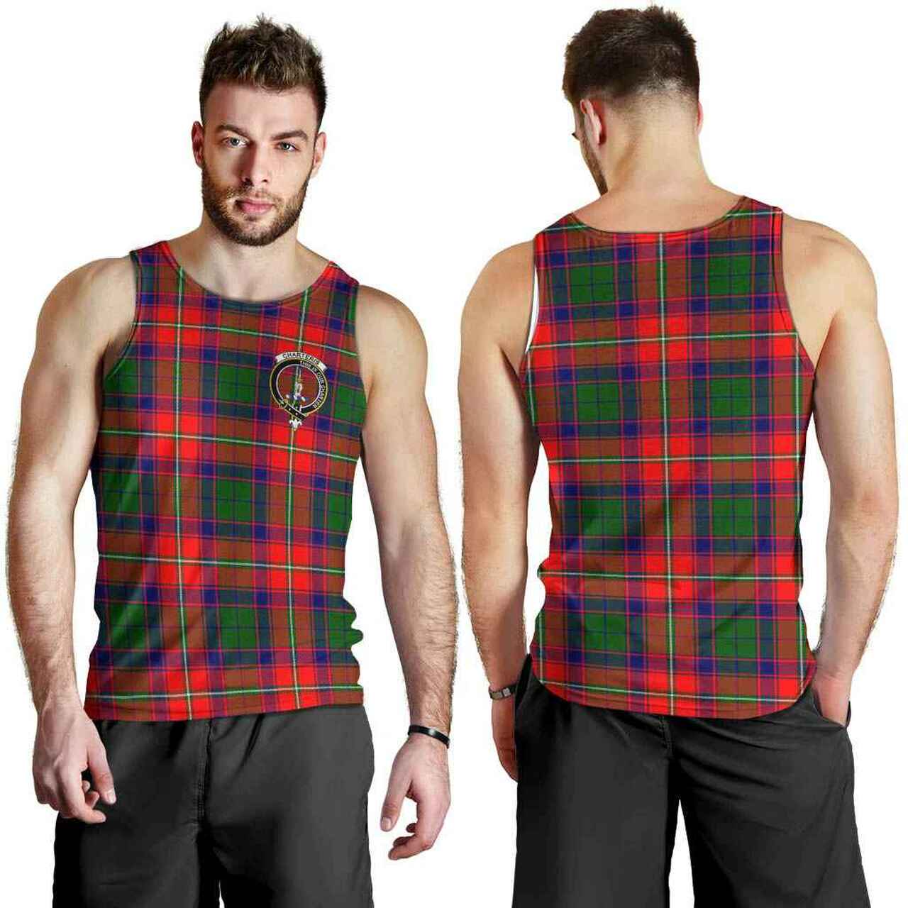 Charteris (Earl of Wemyss) Tartan Crest Men Tank Top