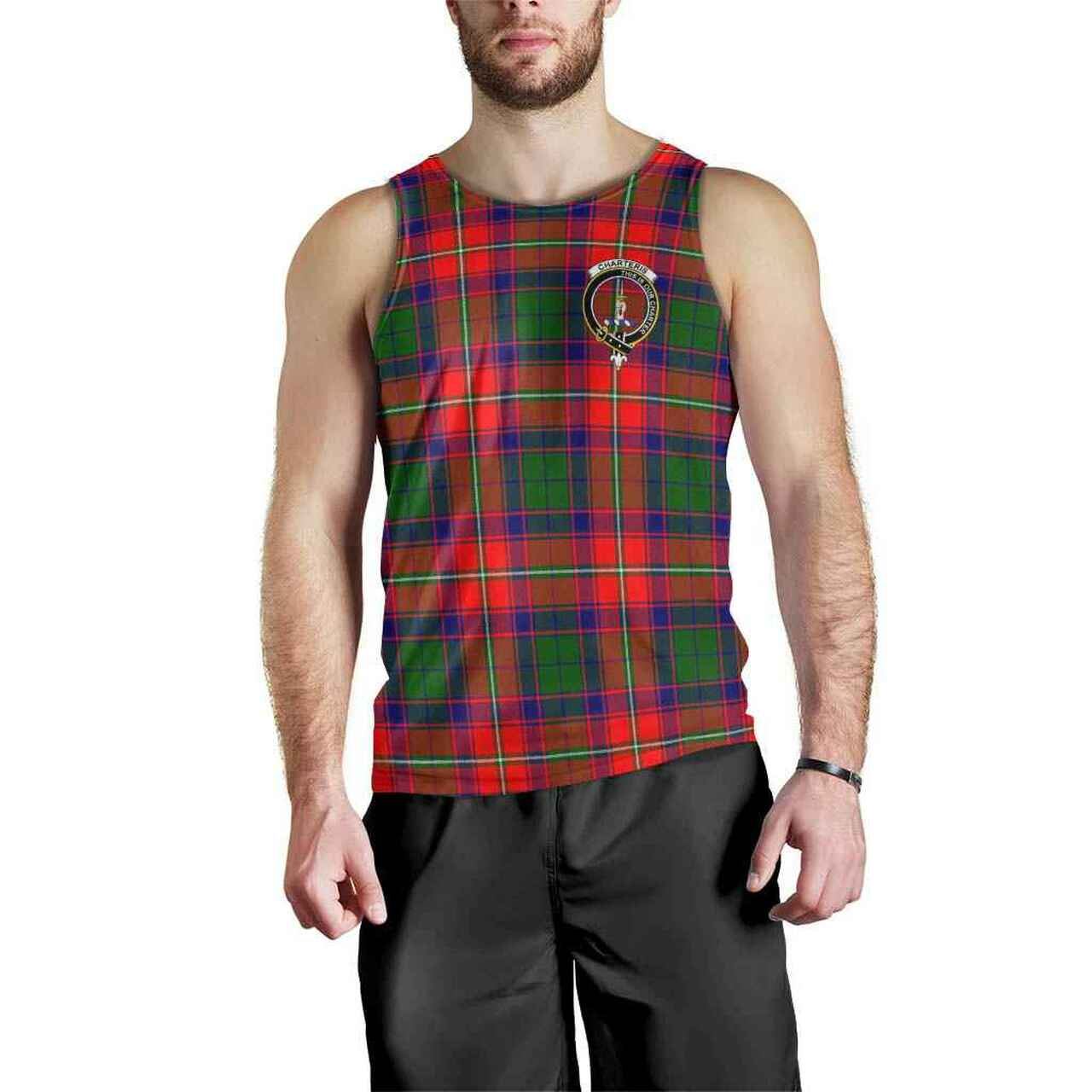 Charteris (Earl of Wemyss) Tartan Crest Men Tank Top