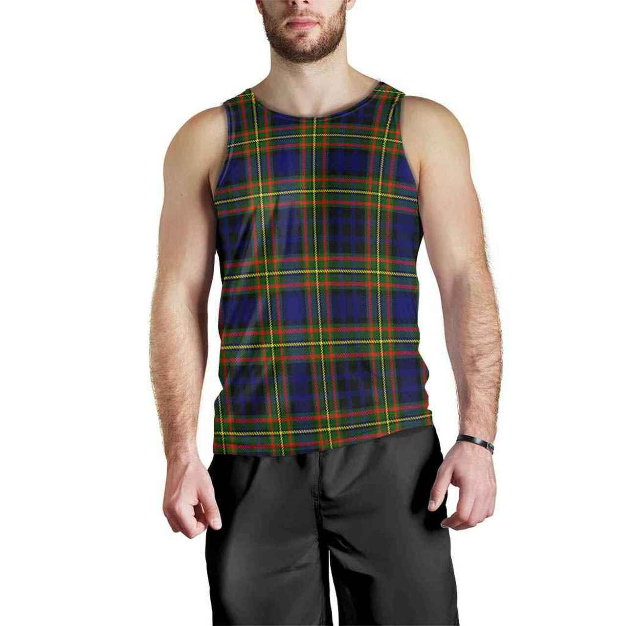 Clelland Modern Tartan Plaid Men Tank Top