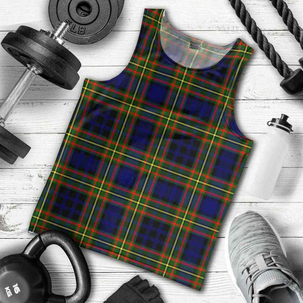 Clelland Modern Tartan Plaid Men Tank Top