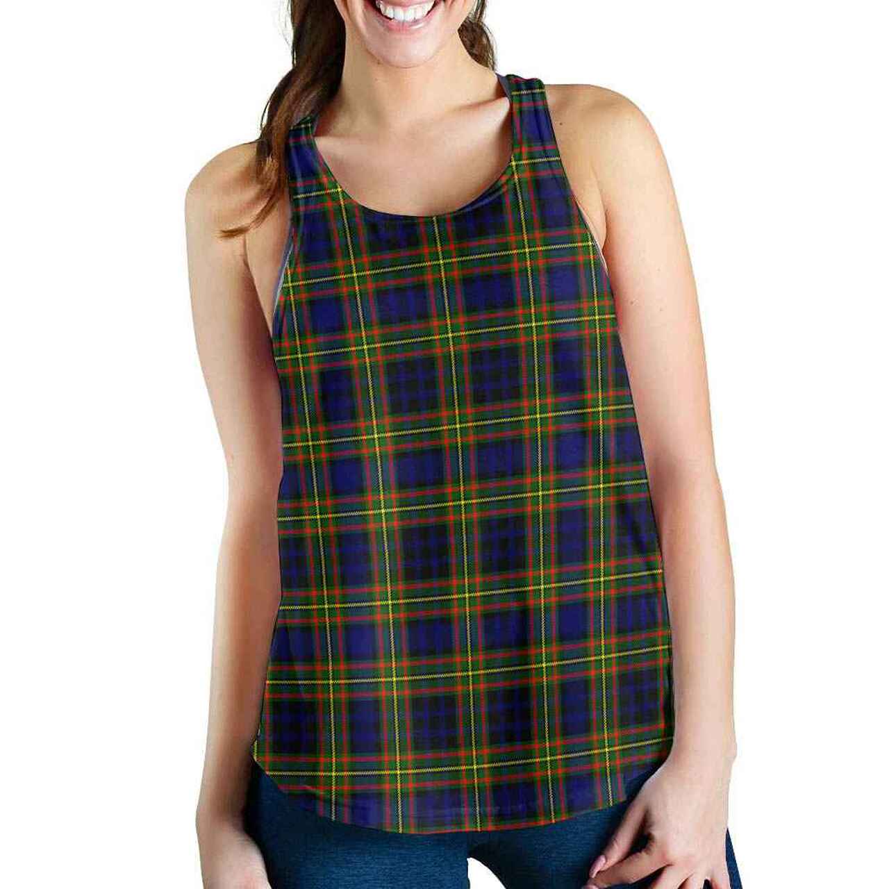 Clelland Modern Tartan Plaid Women Racerback Tank