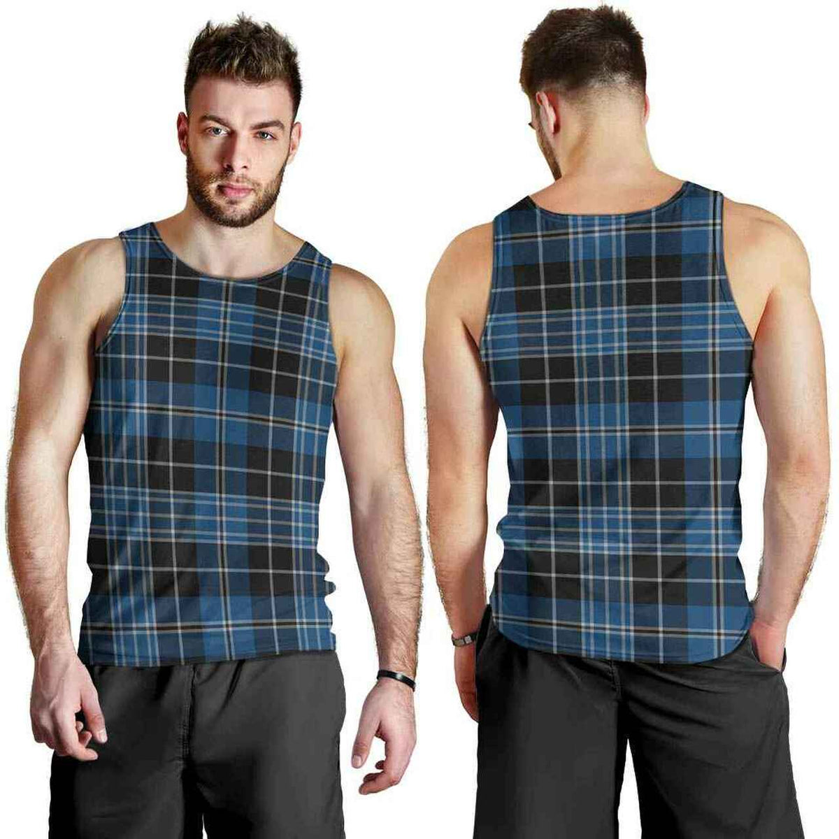 Clergy Blue Tartan Plaid Men Tank Top