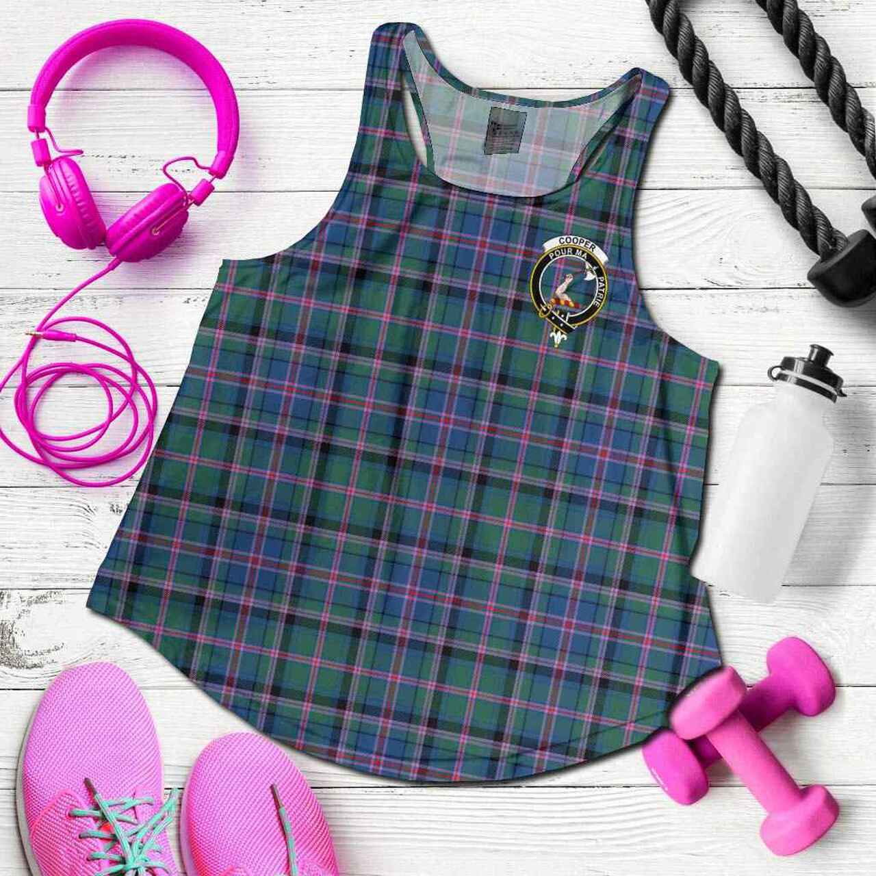 Cooper Tartan Crest Women Racerback Tank