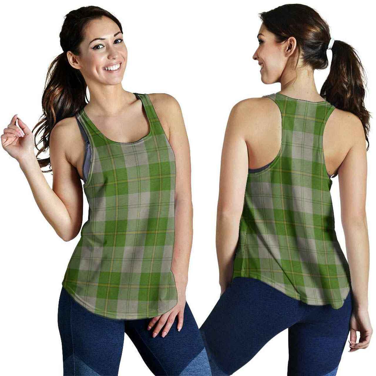 Cunningham Dress Green Dancers Tartan Plaid Women Racerback Tank