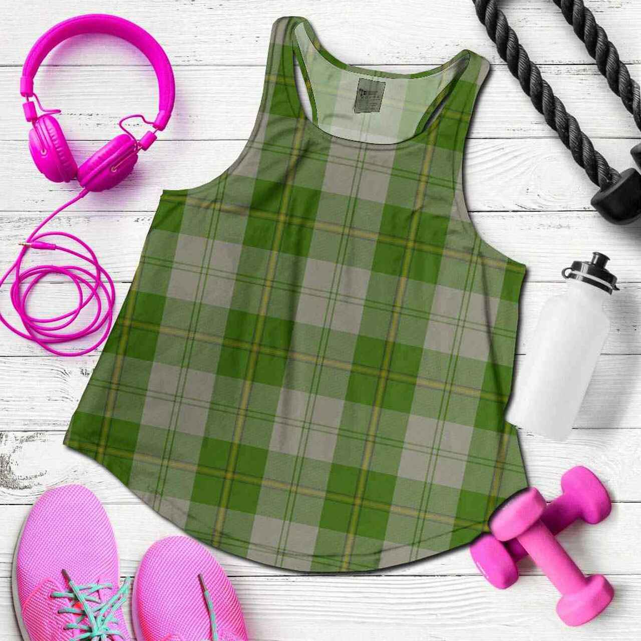 Cunningham Dress Green Dancers Tartan Plaid Women Racerback Tank