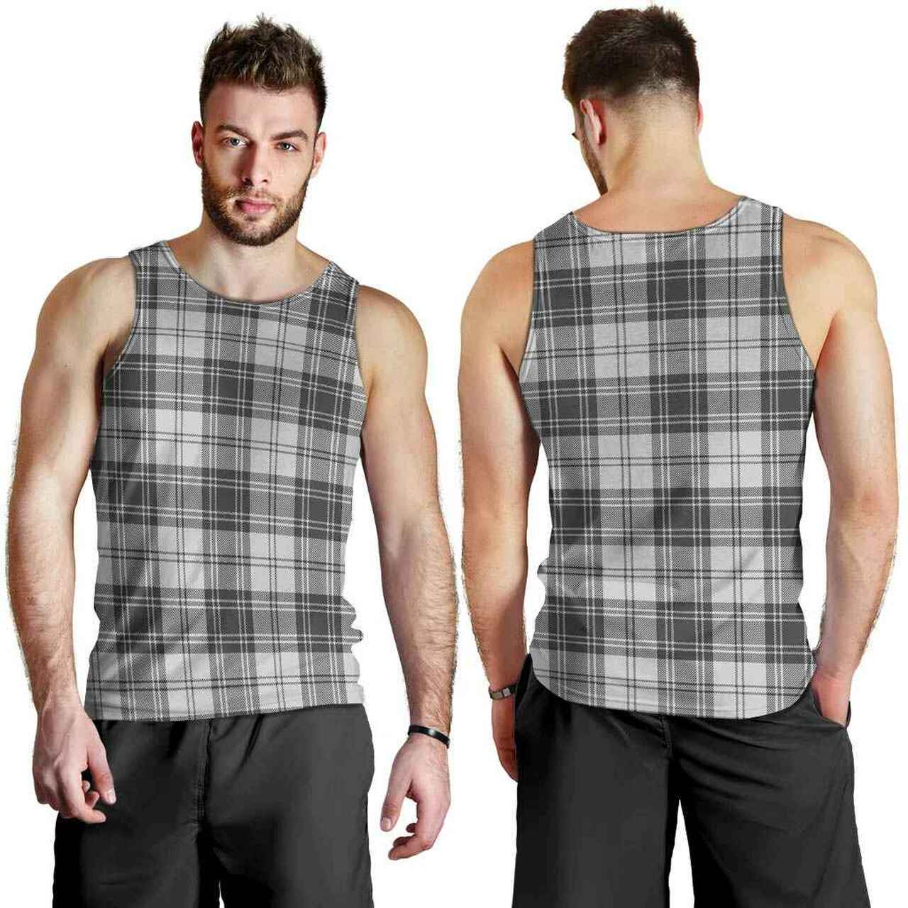 Douglas Grey Modern Tartan Plaid Men Tank Top