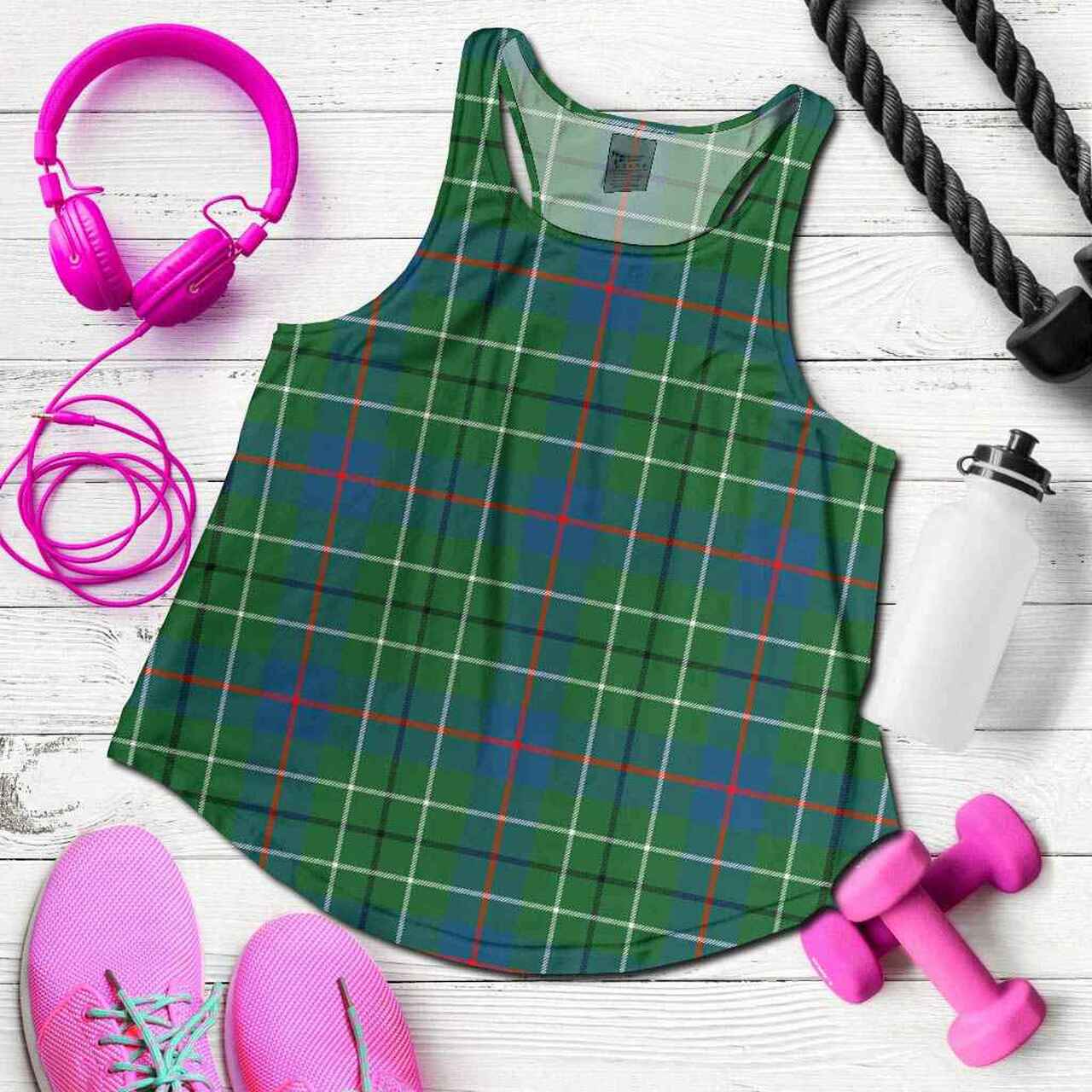 Duncan Ancient Tartan Plaid Women Racerback Tank