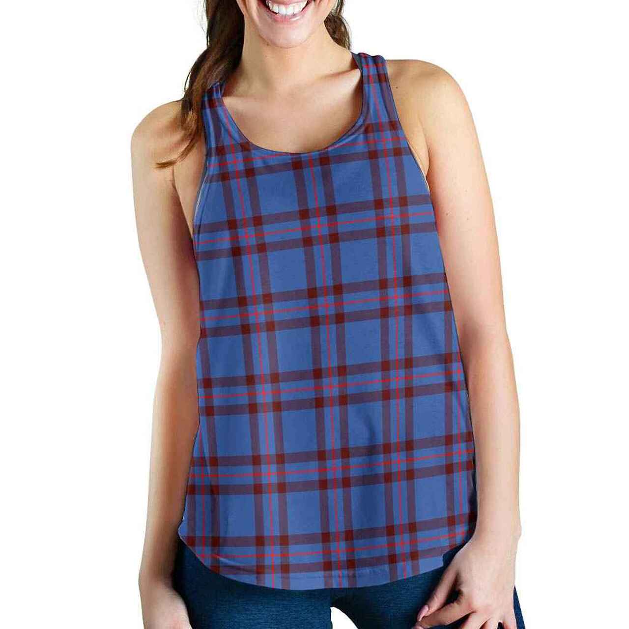 Elliot Modern Tartan Plaid Women Racerback Tank