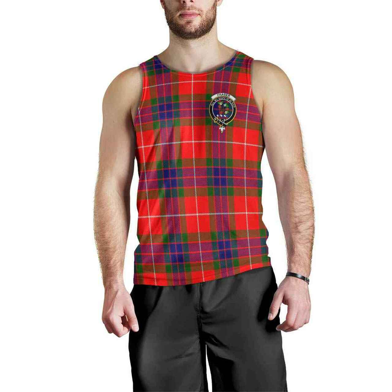 Fraser Tartan Crest Men Tank Top