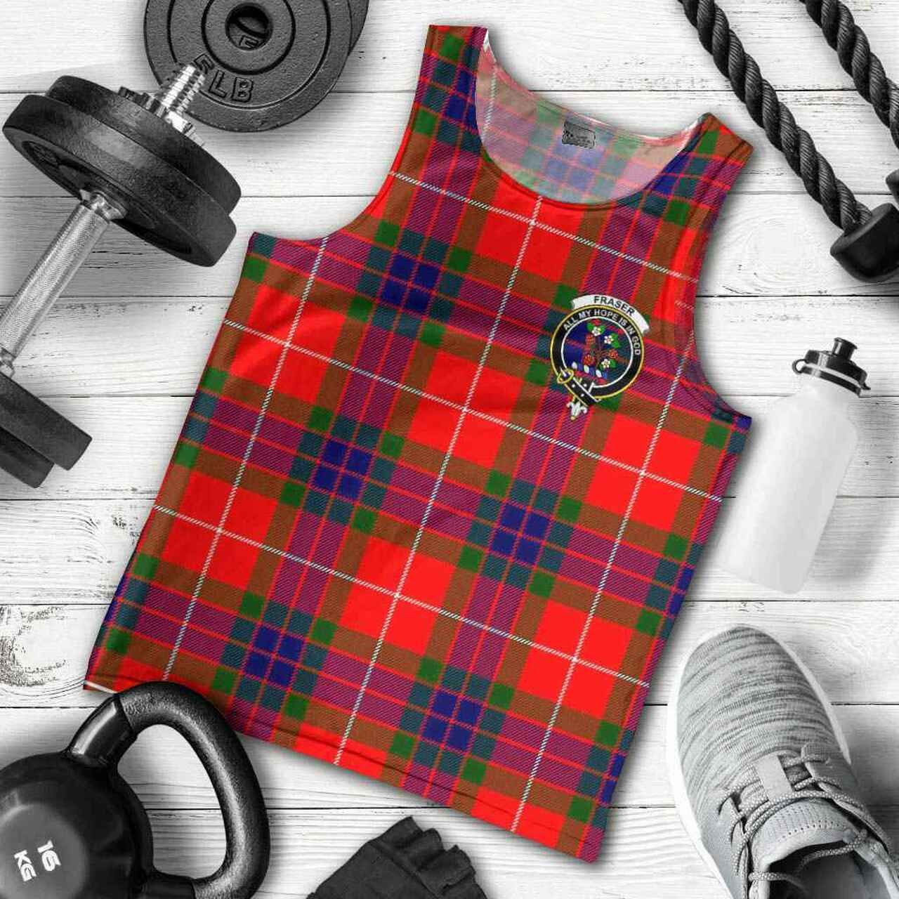 Fraser Tartan Crest Men Tank Top