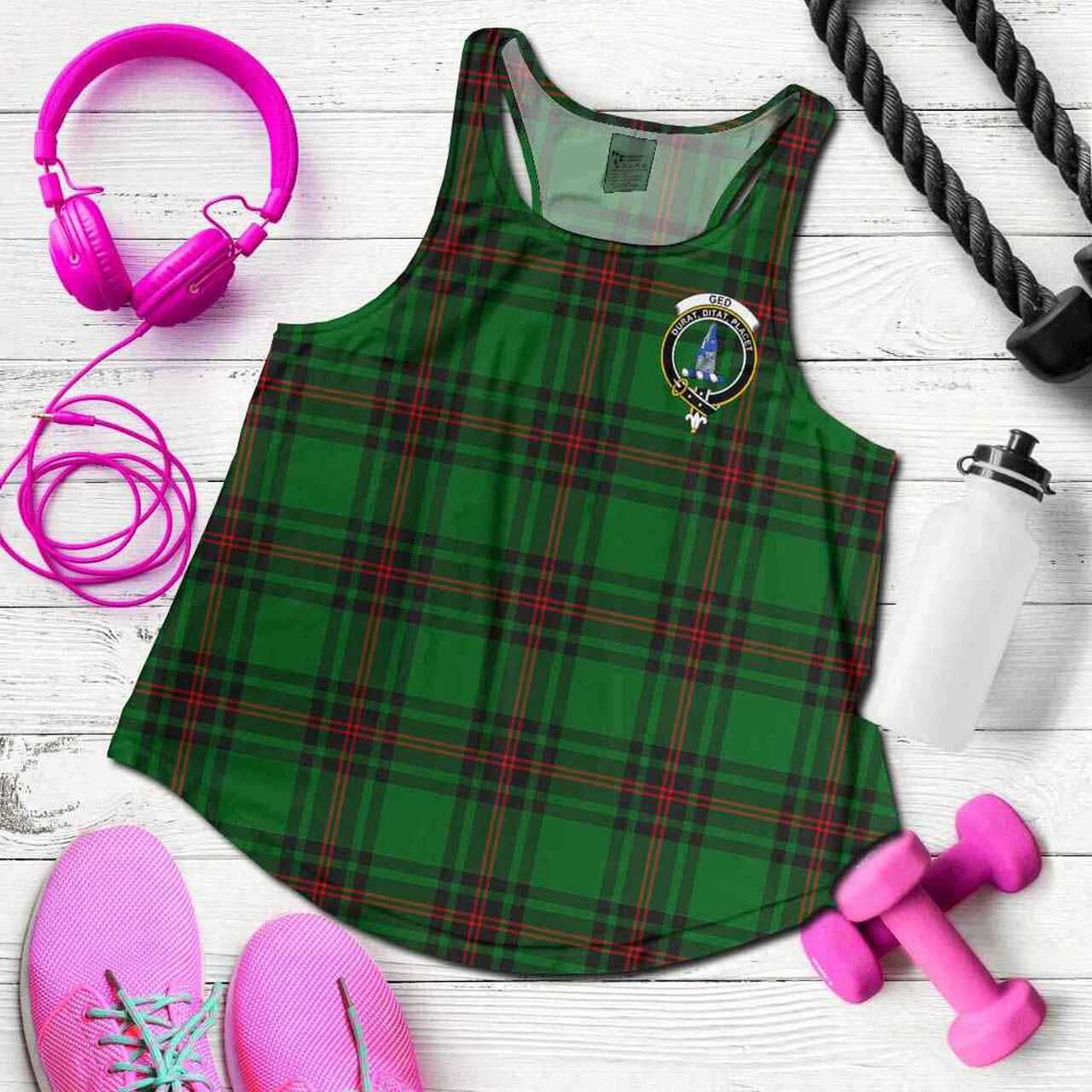 Ged Tartan Crest Women Racerback Tank