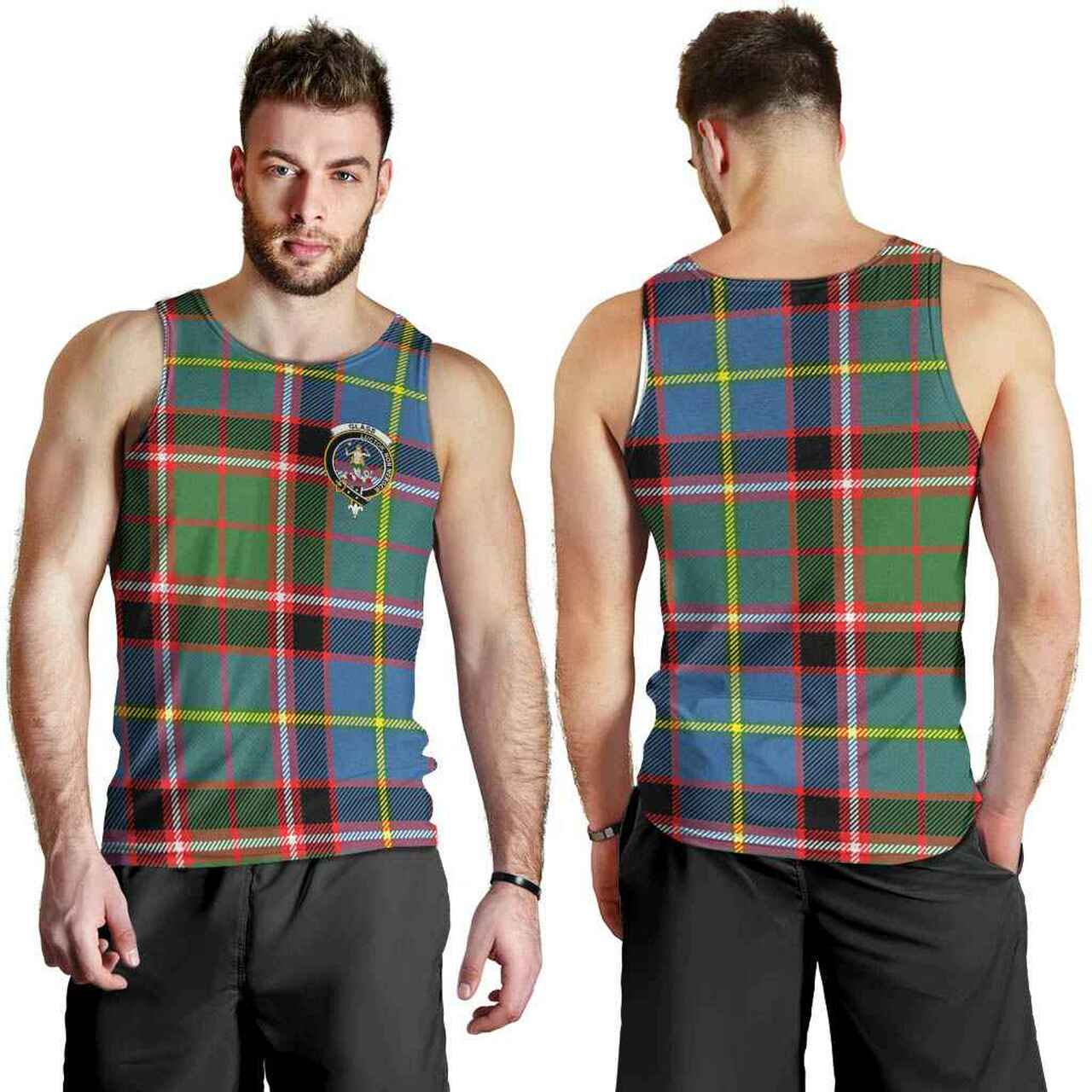 Glass Tartan Crest Men Tank Top