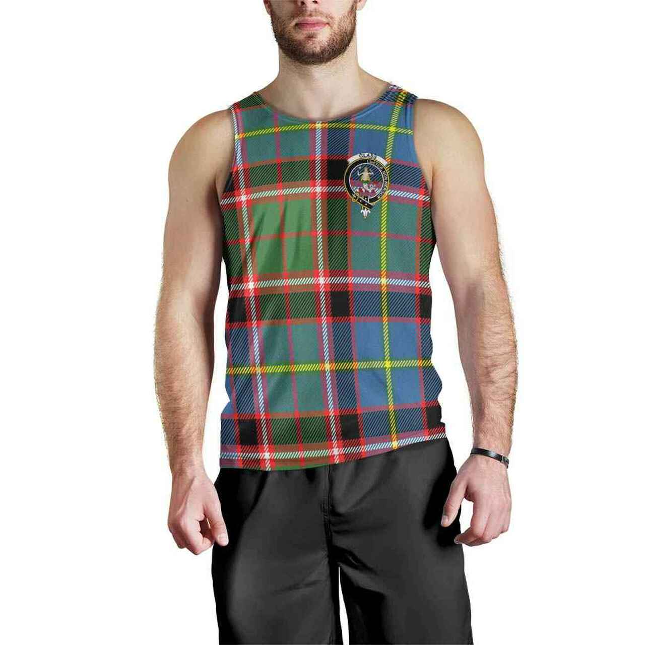 Glass Tartan Crest Men Tank Top