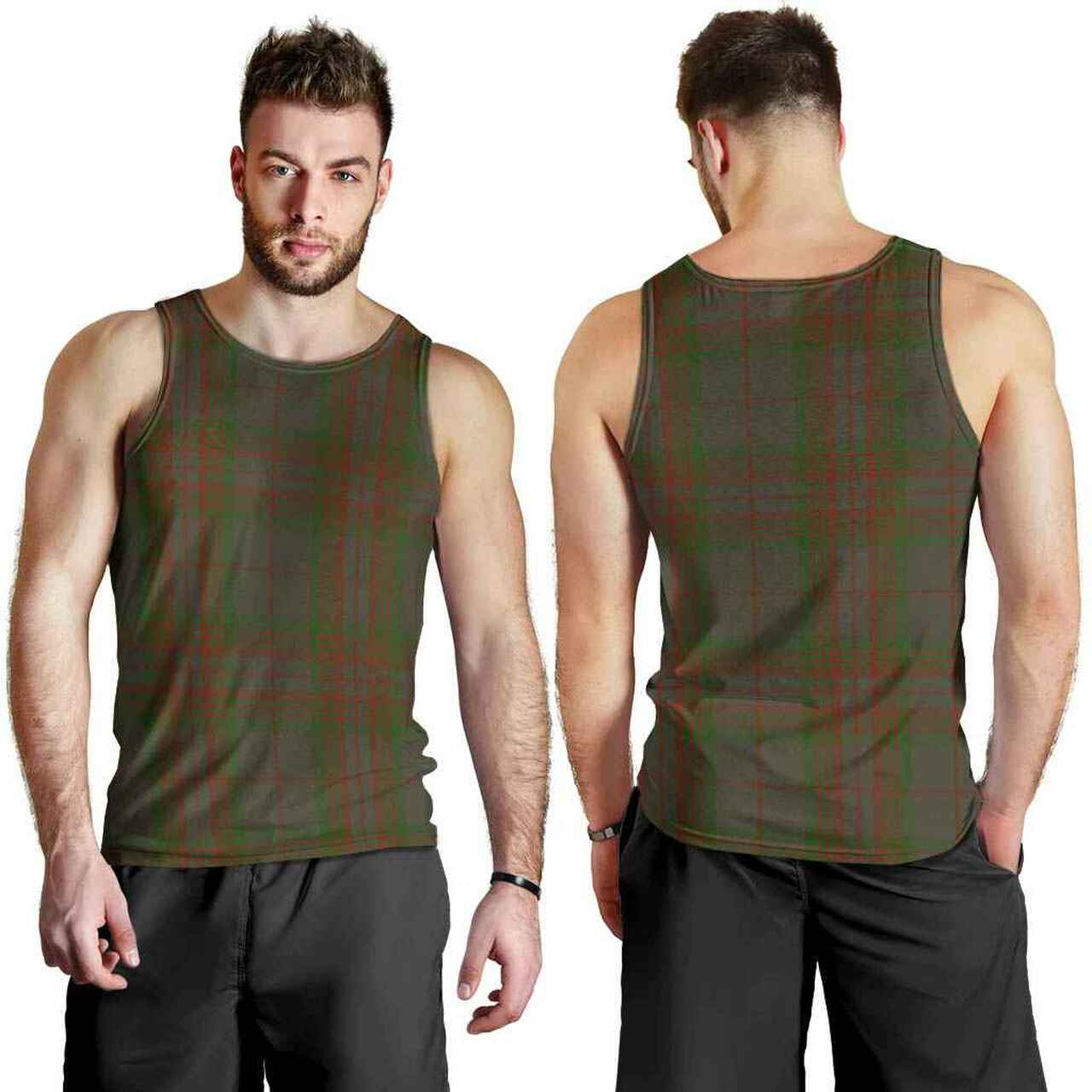 Gray Tartan Plaid Men Tank Top