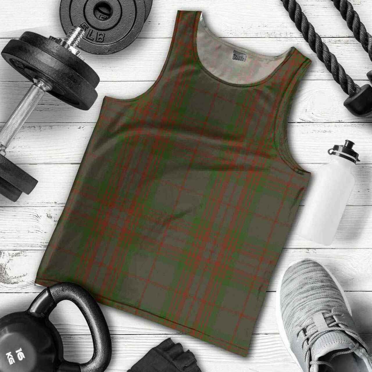 Gray Tartan Plaid Men Tank Top