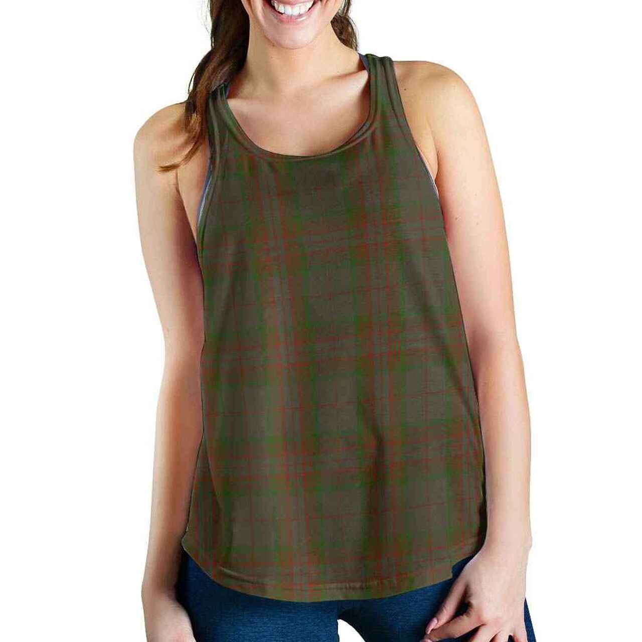 Gray Tartan Plaid Women Racerback Tank