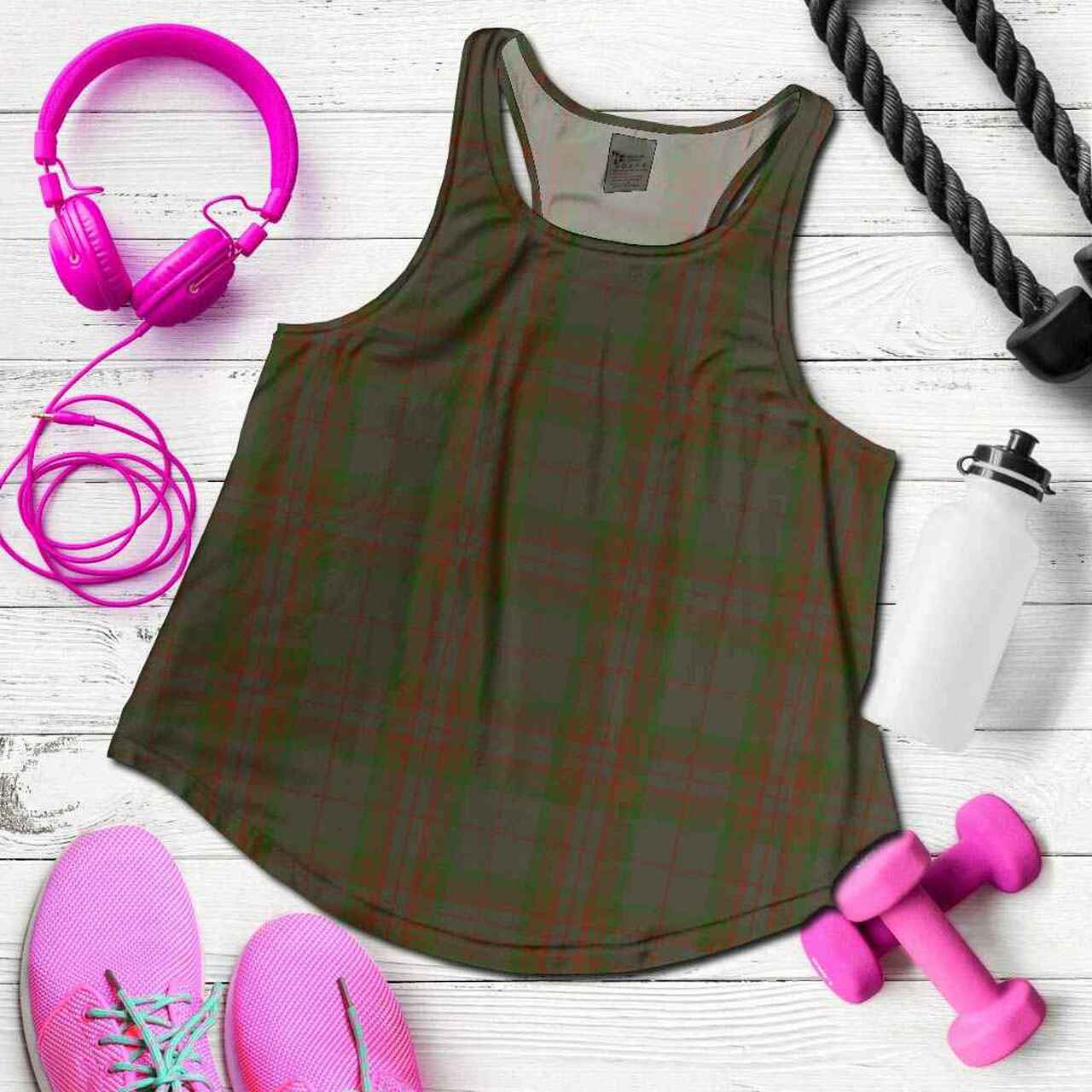 Gray Tartan Plaid Women Racerback Tank