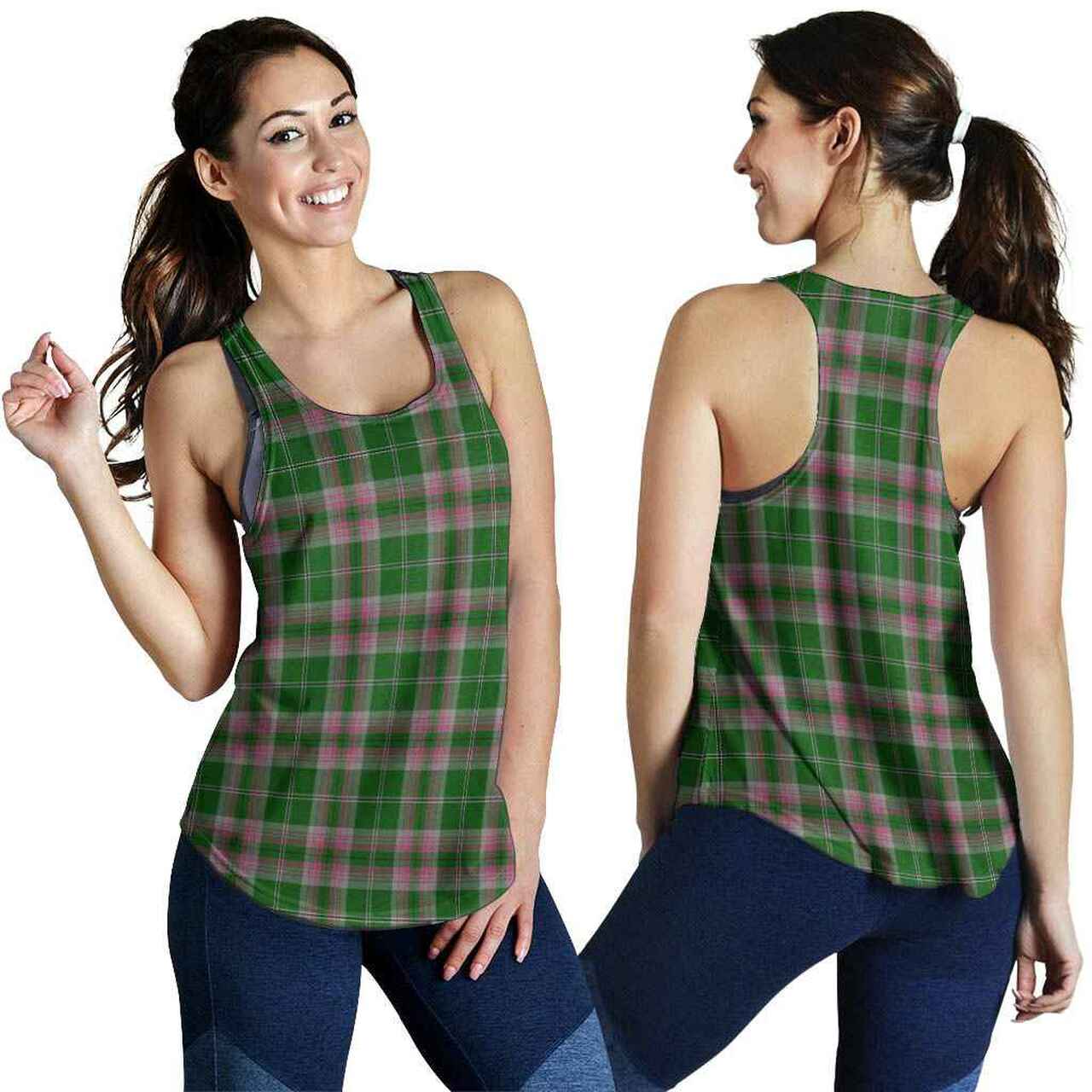 Gray Hunting Tartan Plaid Women Racerback Tank